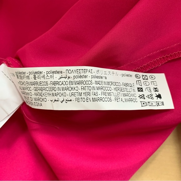 NWT Zara Pink Satin Long Sleeve Shirt With Classic Collar Long Cuffs - Picture 9 of 9